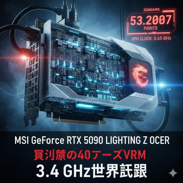 【リーク】MSI GeForce RTX 5090 Lightning Z OCERの目撃情報:40フェーズVRMと3.45GHz駆動が示す極限性能