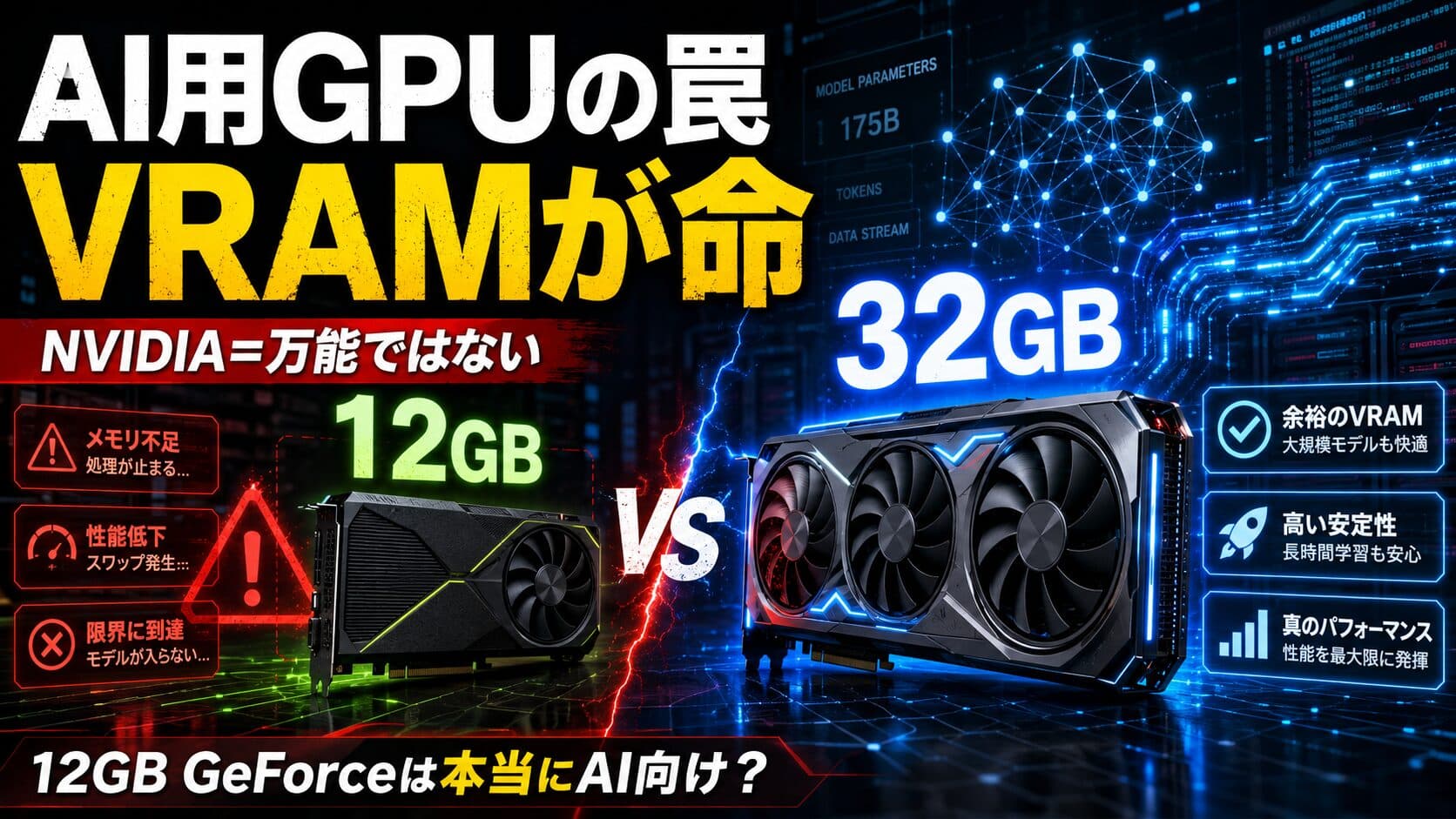 【情弱の罠】「AIやるならNVIDIA」は半分嘘。2026年にVRAM 12GBのGeForceを“AI用”と呼んではいけない残酷な理由